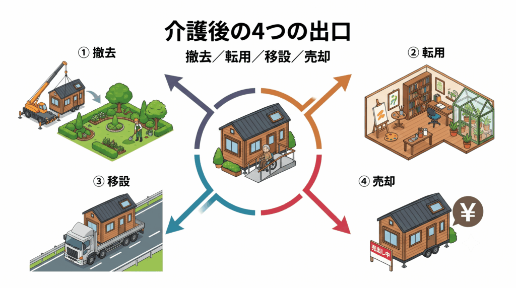 タイニーハウスの4つの出口戦略（撤去・転用・移設・売却）