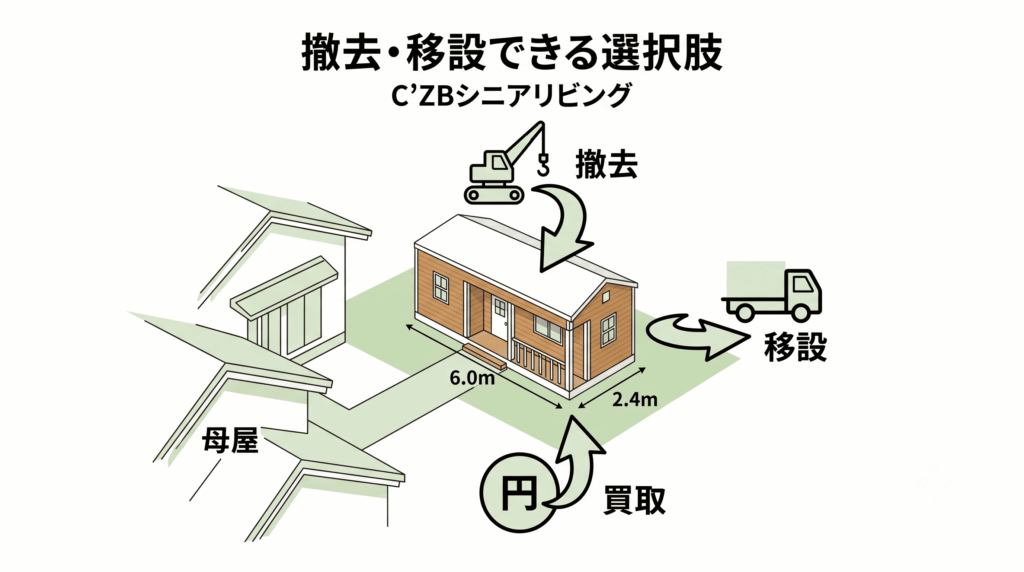 撤去・移設・買取に対応するC'ZBシニアリビングの設置イメージ図