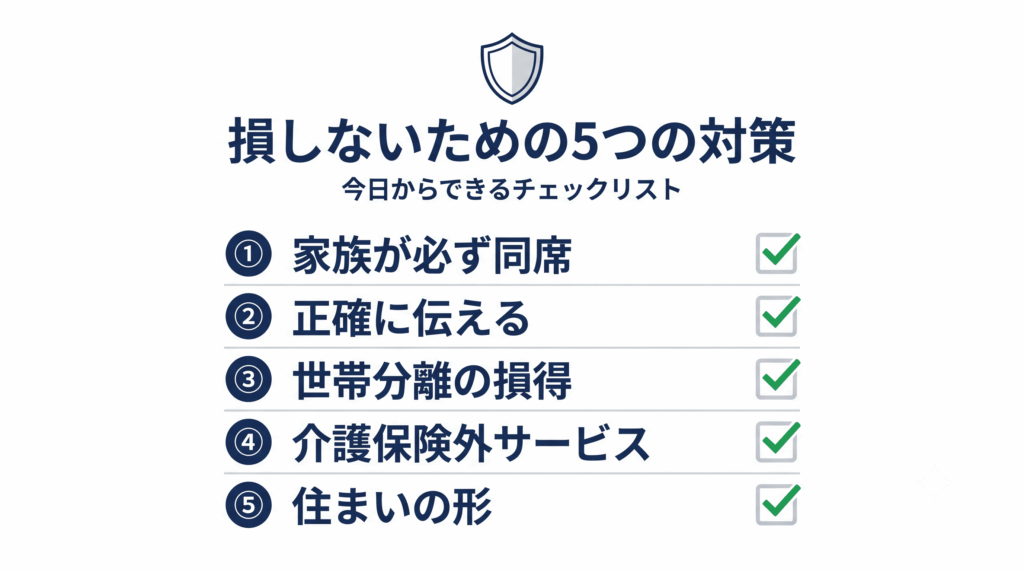 同居介護で損しないための5つの対策チェックリスト