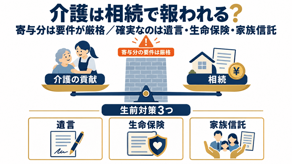 寄与分の認定ハードルの高さと生前対策の有効性を示した図解